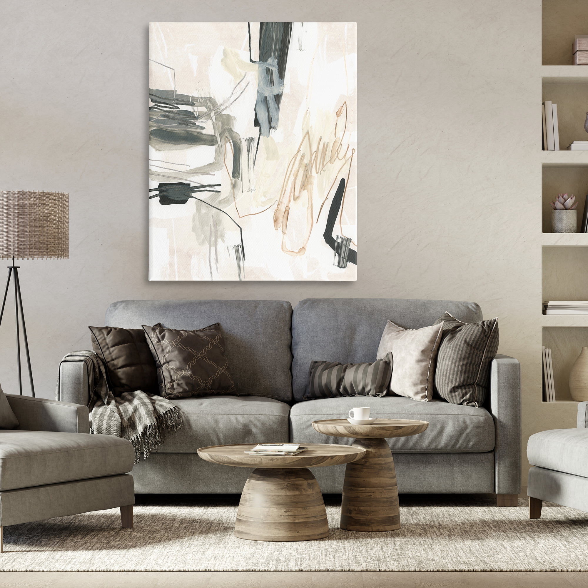 Stupell Industries Expressive Neutral Tones Scribble Abstract Painting Gallery Wrapped Canvas Art Print Wall Art, 36 x 48