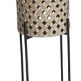 thumbnail image 4 of Saltoro Sherpi Lattice Design Round Planter with Metal Base, Beige and Black, 4 of 5