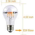 thumbnail image 2 of GFDYREE Half Chrome Silver Bowl Tipped, LED Filament Bulb, Dimmable, A19 4W (40W Equivalent), 350 Lumen, 2700K (Warm White), Medium Base E26, CRI 85+, 110-120v, UL-Listed (3 Pack) (4W, Half, 2 of 6