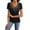 Black, variant on Women's Summer Solid Color Fashion Embroidered Short Sleeve Top, Casual V-neck T-shirt, Soft and Comfortable Blouse, Ideal for Daily Wear, Elegant and Versatile Summer Wardrobe Essential