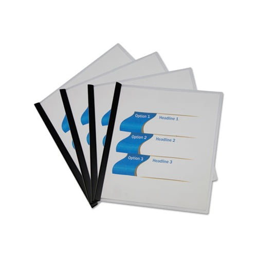 Clear View Report Cover with Slide-on Binder Bar 20 Sheets, Black, 25 per pack