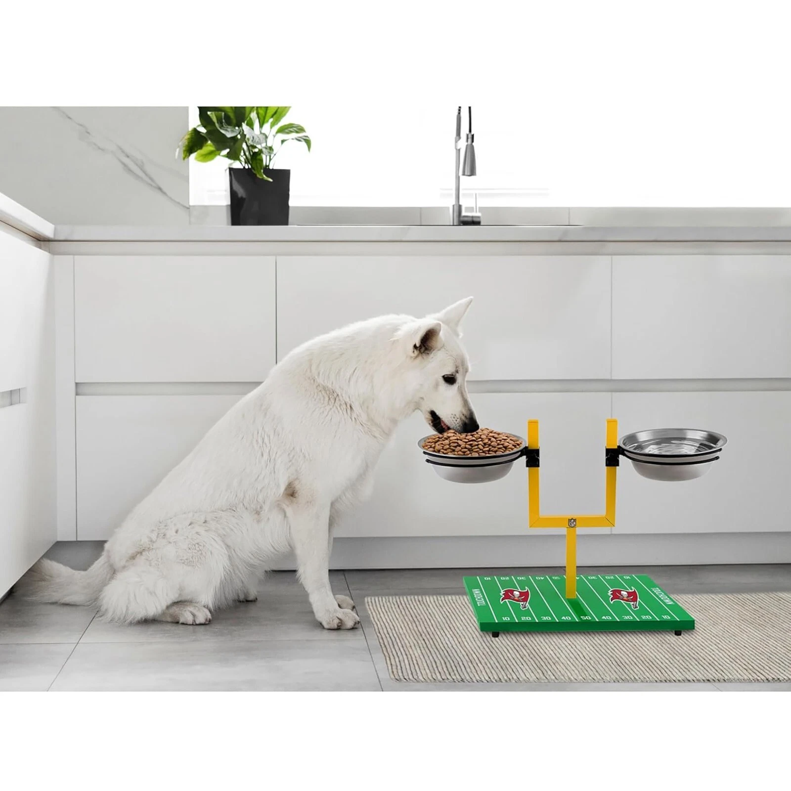 Pets First NFL Goalpost Elevated Dog Feeder Stainless Steel & Adjustable