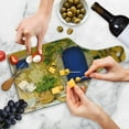 thumbnail image 4 of Yellow and Blue Cutting Board, Traditional Greek House Door with Flowers and Tree Mediterranean Scenery, Tempered Glass Cutting and Serving Board, Wine Bottle Shape, Multicolor, by Ambesonne, 4 of 5