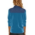 thumbnail image 6 of ZunFeo Womens Velvet Long Sleeve Polo Shirt Western Denim Patchwork Button Down Top Soft Stretchy Casual Blouse Sky Blue,Size L, 6 of 7
