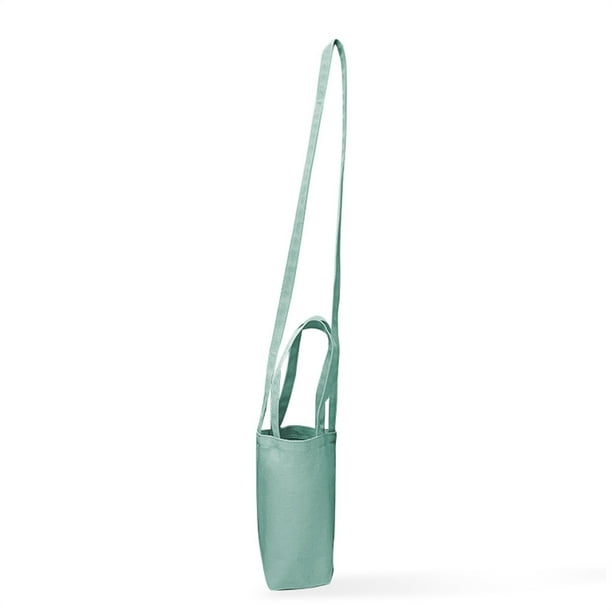 Billuyoard Bolsa de lona para botella de agua, reutilizable, plegable, portavasos, bolsa de transporte, para acampar al aire libre, vacaciones, Almacenamiento y organización del hogar Verde claro