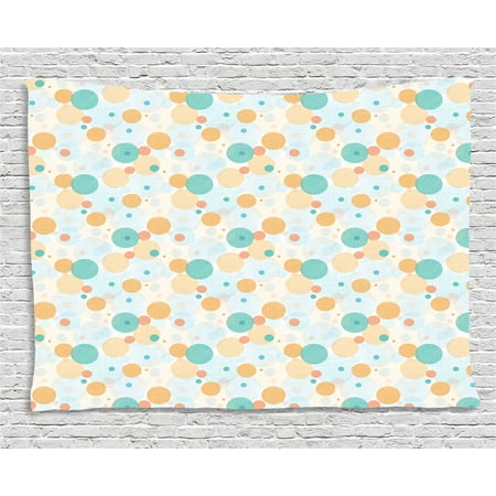 - Geometric Tapestry, Surreal Checkered Patterned Circles Various Shapes and Sizes, Wall Hanging for Bedroom Living Room Dorm Decor, 60W X 40L Inches, Turquoise Orange Baby Blue, by Ambesonne