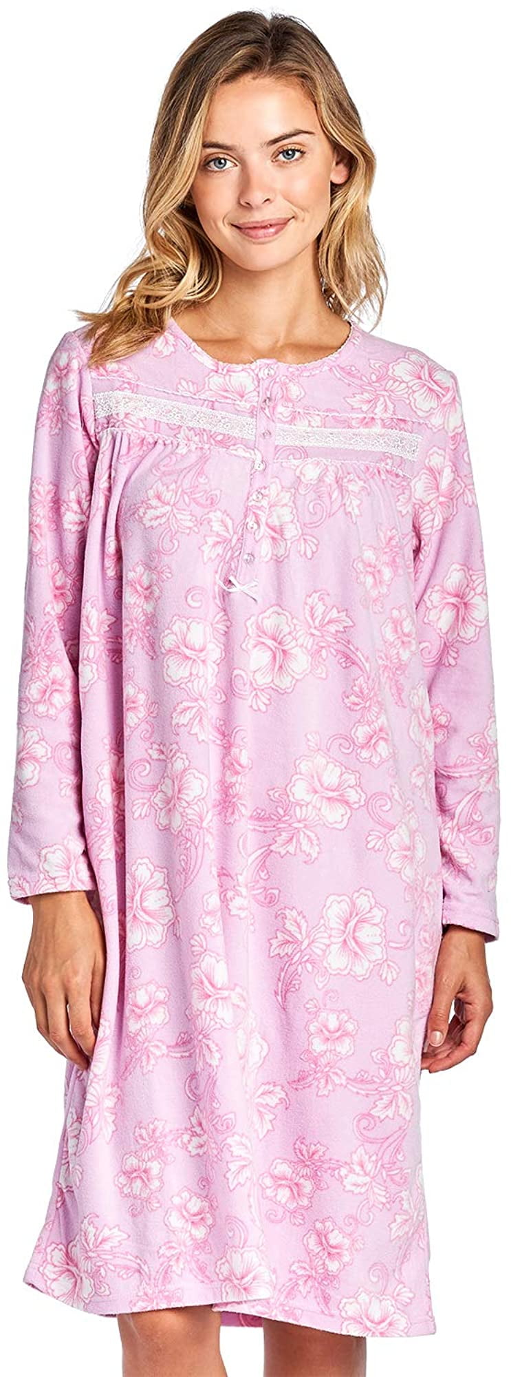 Casual Nights Womens Cozy Long Sleeve Fleece Nightgown Walmart Canada