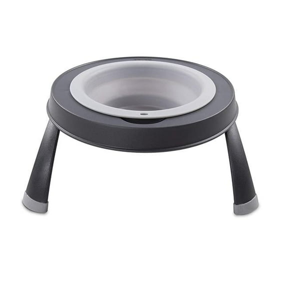 Dexas Pets Single Elevated Feeder Pet Bowl, 1.5 Cup Capacity, Small, Light Gray,