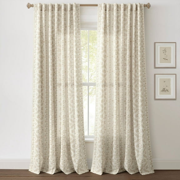 Lush Décor Doreen Delicate Floral Window Panels Neutral Pair 52x84