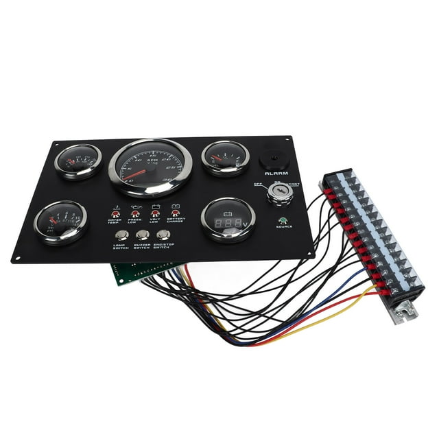 Digital Gauge Cluster, 5in1 Universal Engine RPM Fuel Level Oil Pressure Water Temp Voltage Meter IP67 Waterproof Fogproof Mulitple Switches For Boat Yacht