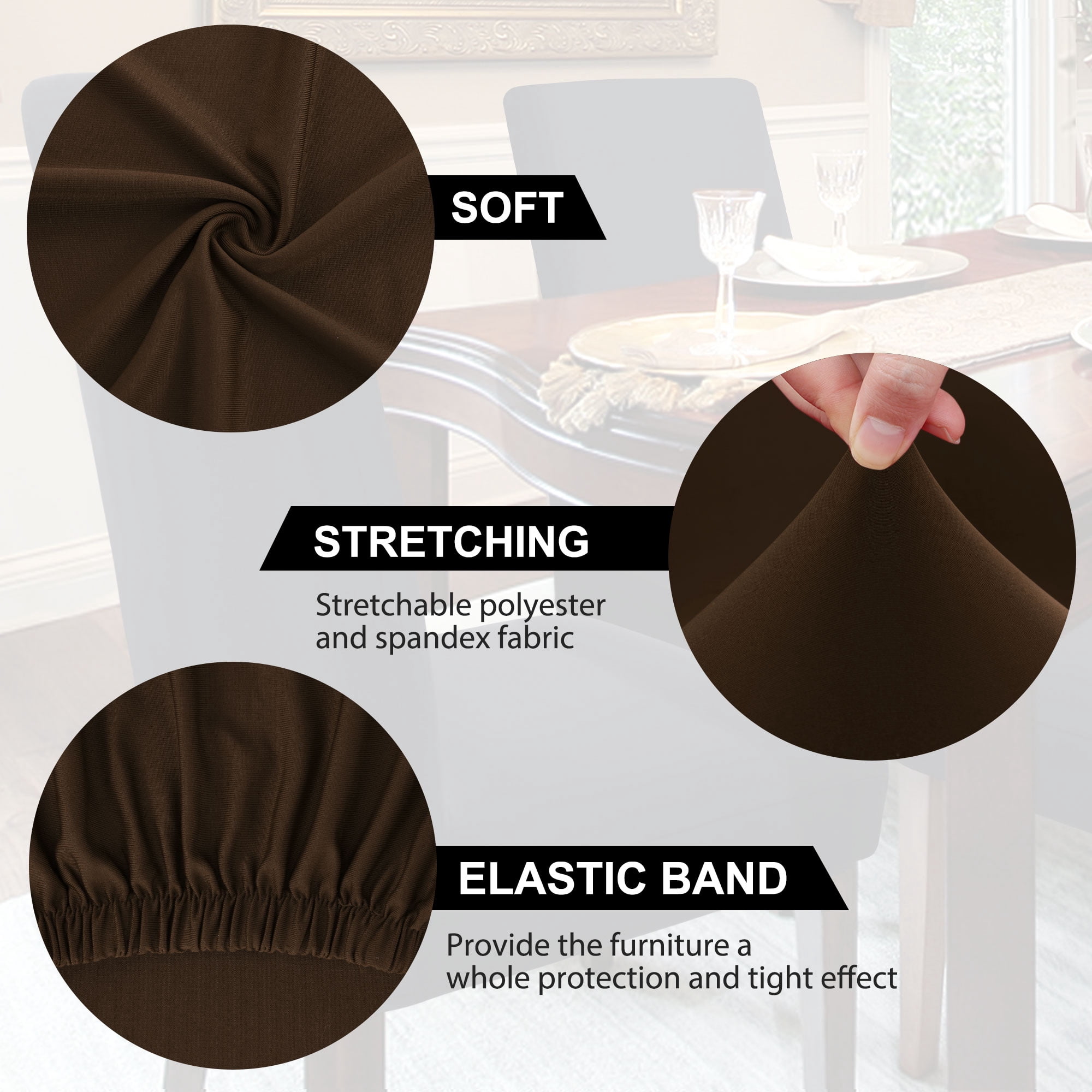 Unique Bargains Washable Stretch Chair Cover Dinning Room Removable Slipcovers Coffee Color