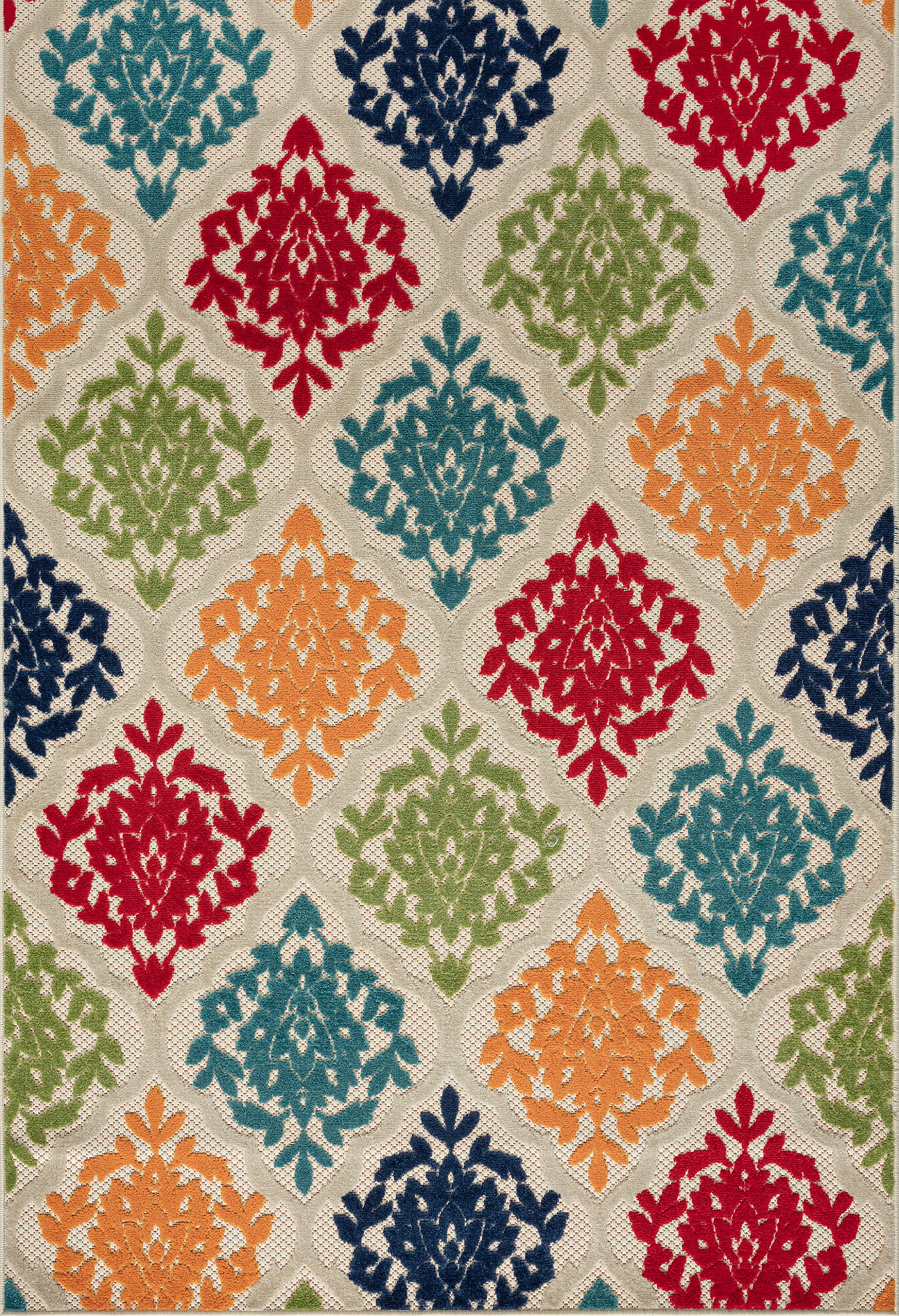Oasis Modern Medallion Multicolor Polypropylene Indoor Outdoor Area Rug, 5'x7' Rectangle
