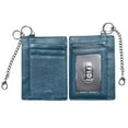 thumbnail image 3 of Aslana Genuine Leather Slim Minimalist Front Pocket Wallets with Metal Chain and Lanyard, Credit Card Holder ID Badge Case, RFID Blocking - Card Holder & Beaded Lanyard, 3 of 8