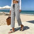thumbnail image 4 of ZHYou No Boundarie Stripe Pants for Women Drawstring Straight Leg Casual Vacation Loungewear Loose Fit Trousers with Multi Pockets,Black,Size 2XL, 4 of 8