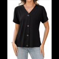 thumbnail image 3 of Camisetas Básicas de Verano con Cuello en V y Corta para Mujer Negro XL, 3 of 8