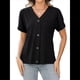 thumbnail image 3 of Camisetas Básicas de Verano con Cuello en V y Corta para Mujer Negro S, 3 of 8