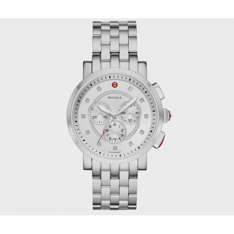 NIB! Michele Uptown Stainless Silver Watch. Michele Silver Deco Diamond Dial MWW06P000101 Watch – Crown  main image 4