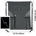 thumbnail image 3 of Drawstring Backpack Sports Gym Bag with Mesh Pockets, Water-Resistant String Backpack Cinch Sack for Men Women, Large Capacity Athletic Sackpack for Travel, Swimming, Cycling(Gray), 3 of 8