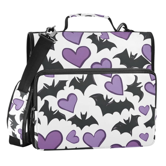 ALAZA Zipper Binder Bats and Hearts 3 Ring Trapper Keeper File Folder Organizer Bag