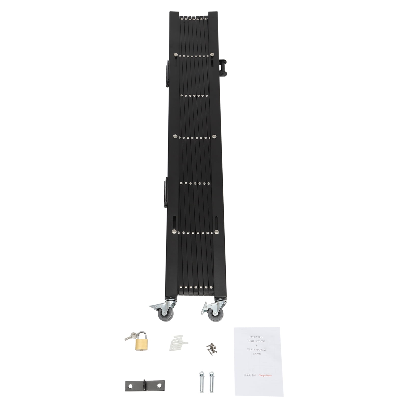 Single Folding Security Gate, 48" H x 37" W Folding Door Gate, Iron Accordion Security Gate, Flexible Expanding Security Gate, Rolling Barricade Gate, Scissor Gate or Door with Padlock