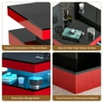 thumbnail image 6 of Red LED Square Coffee Table: 2-Tier Modern High-Gloss Wood Center Table with Storage for Living Room, Contemporary Tea Table for Dining & Reception Areas, 6 of 9