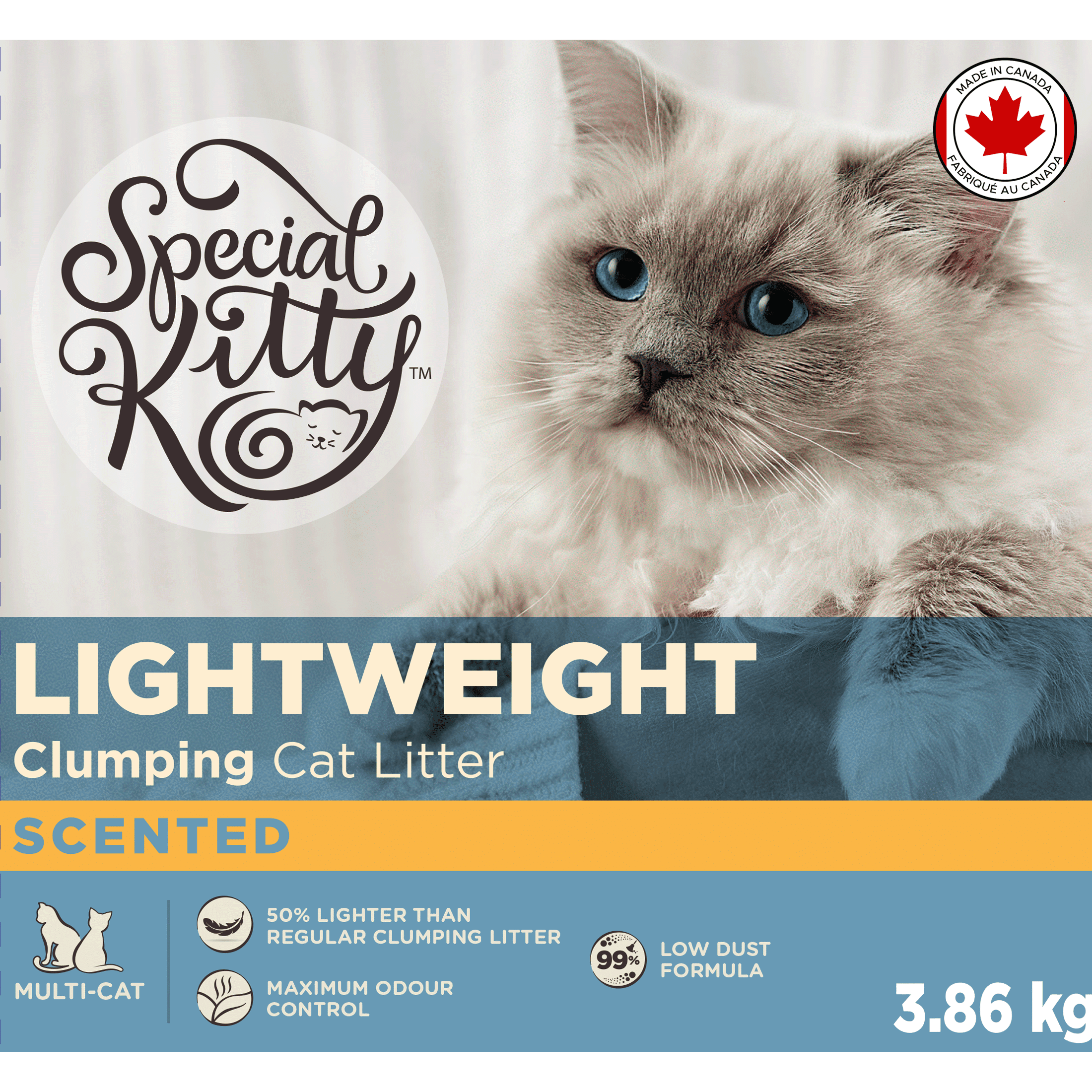 Litière agglomérante poids léger parfumée multi-chats Special Kitty