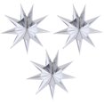 thumbnail image 1 of 3 Pieces 9 Pointed Paper Star Lanterns 12 Inch Hanging Lampshade for LED Light Wedding Birthday Party Decor, Silver, 1 of 7