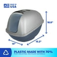 thumbnail image 6 of Petmate Basic Hooded Enclosed Cat Litter Pan Covered Plastic Box with Door, Large, Blue Silver, 6 of 9