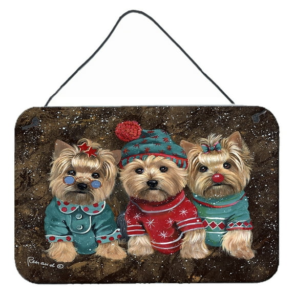 Carolines Treasures PPP3291DS812 Yorkshire Terrier Yorkie Christmas Elves Wall or Door Hanging Prints 8x12 multicolor