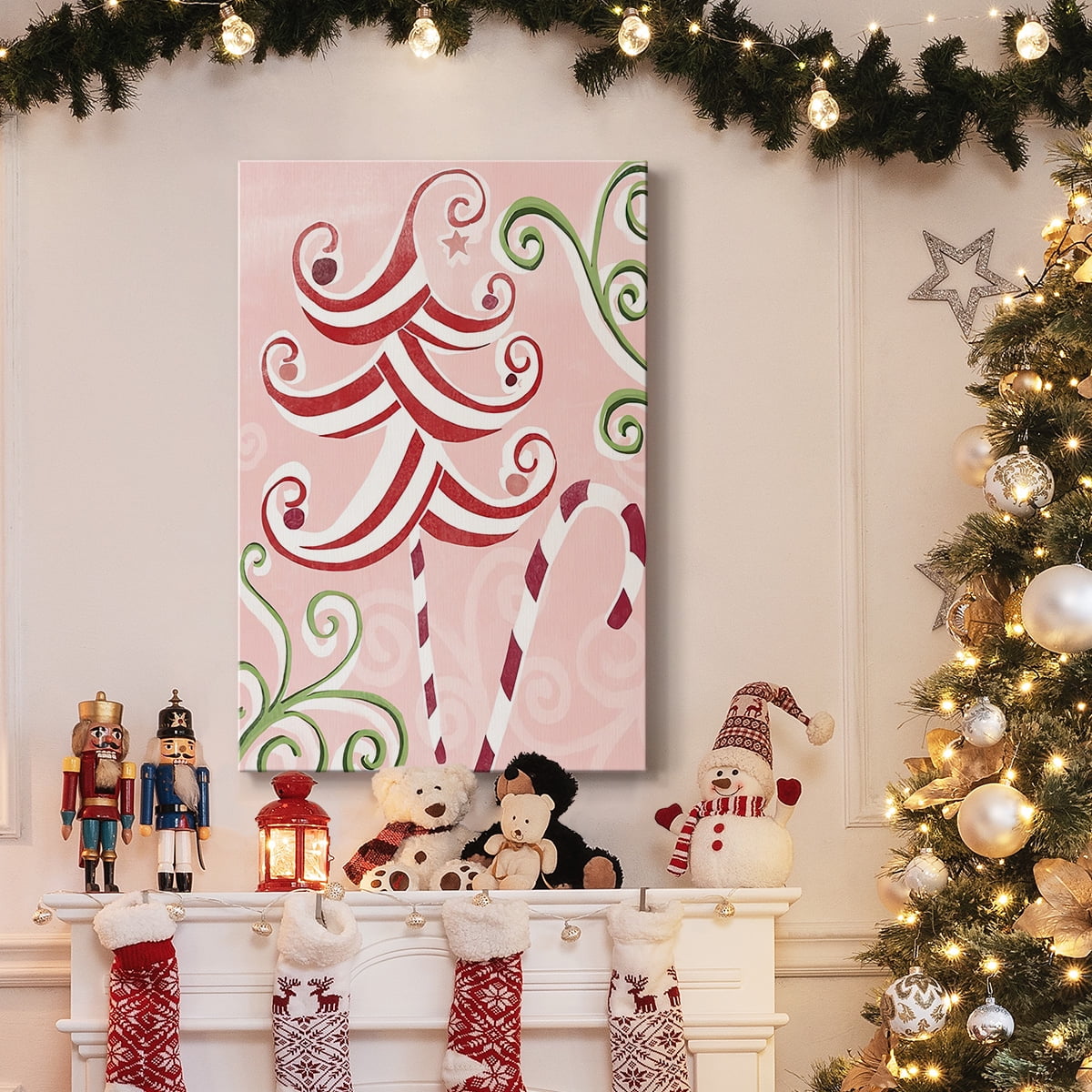 Candy Cane Holiday I- Gallery Wrapped Canvas