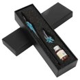 thumbnail image 5 of Retro Crystal Flower Glass Dip Pen Signature Ink Pen Fountain Pen with Ink Penholder Light Blue, 5 of 5