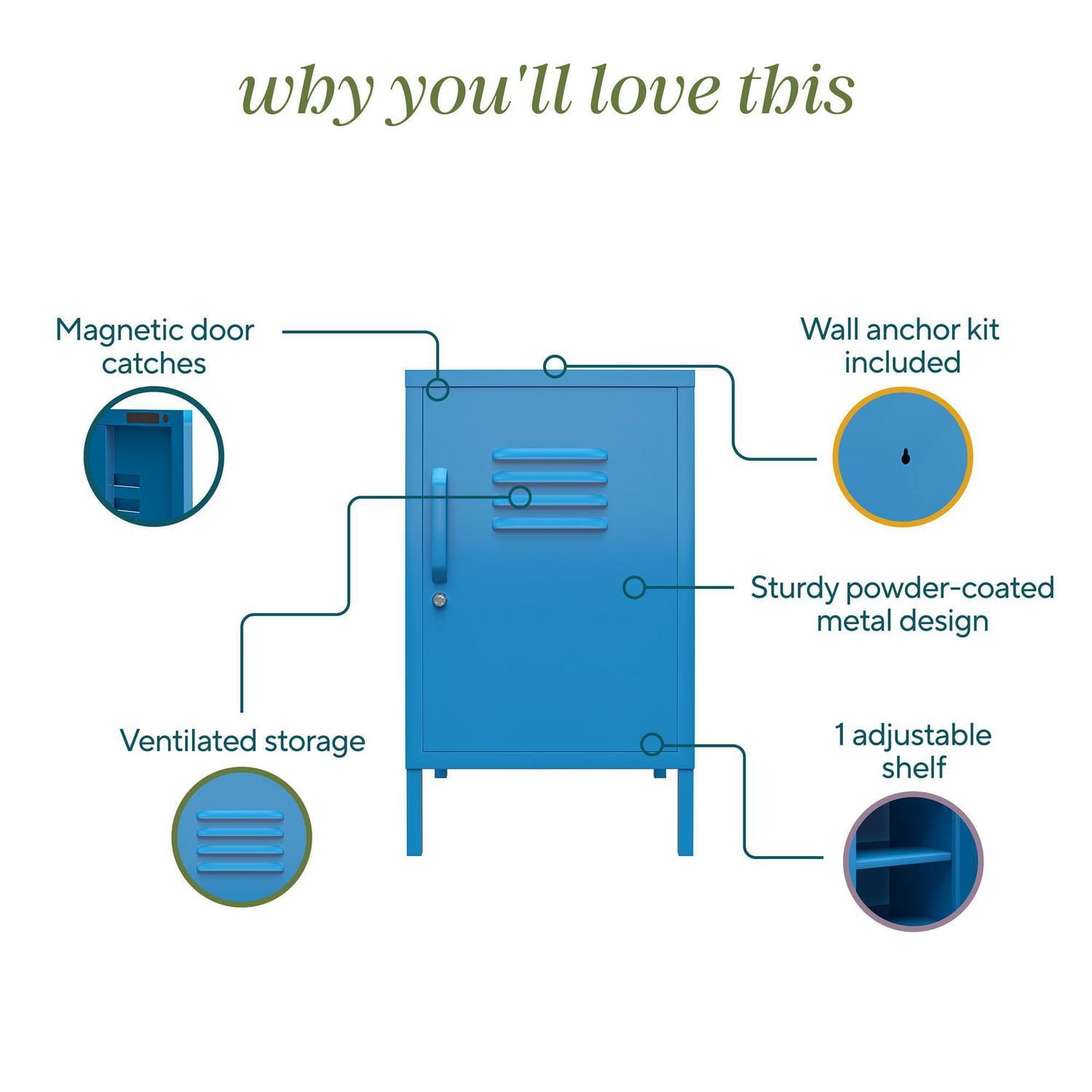 Novogratz Cache Table d'appoint de salon en métal style casier Jaune