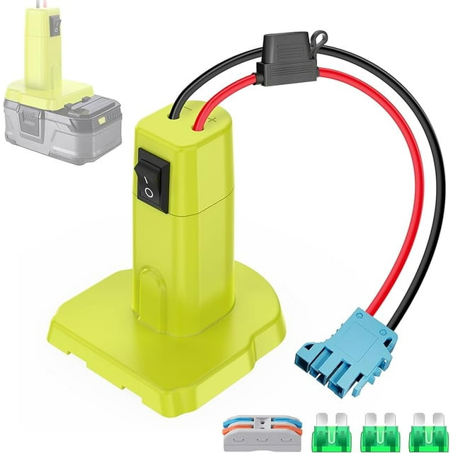 Power Wheel Adapter for Ryobi 18V Battery Adapter Power Wheel Battery Converter with Wire Harness Connector Compatible with Peg-Perego Children's Riding Toys 12AWG Wire Connector with Switch and Fuse