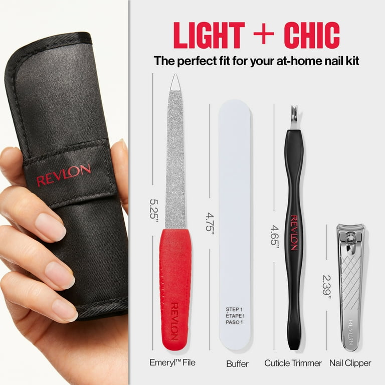 Revlon Manicure Essentials Kit with Travel Case, 4-Piece Nail Care