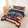 thumbnail image 2 of Manfei Western Cowboy Full Size Comforter Sets,Bull Riding Letter Bedding Comforter Set,Red Blue Us Flag Decor,Navy Blue Reversible,3pcs,1 Comforter and 2 Pillowcases, 2 of 7