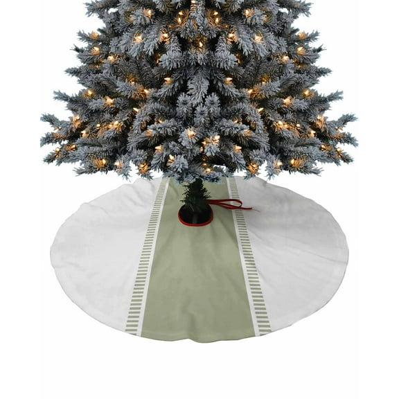 Sage Green Striped Christmas Tree Skirt 36 Inches Large Christmas Skirt Tree, Modern Geometric Abstract Art Tree Skirt Christmas Decorations for Fireplace Party Holidays Indoor Outdoor