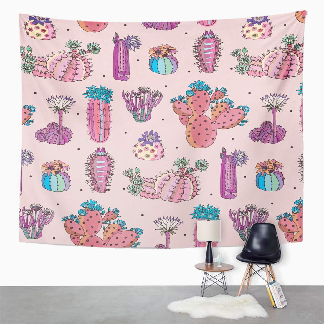 Zealgned Green Desert Cactus Flowers Pattern Pink Abstract Arizona Blossom Wall Art Hanging Tapestry Home Decor For Living Room Bedroom Dorm 51x60 Inch Walmart Com Walmart Com