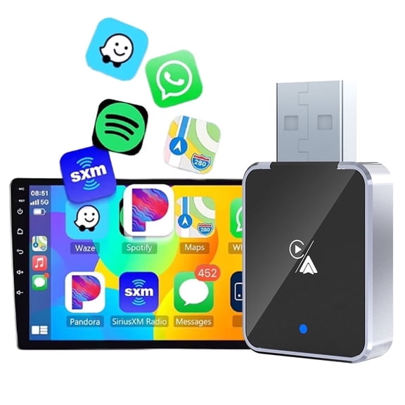 DIAMOOKY Mini Wireless CarPlay Adapter for iPhone & Android Auto, 2 in 1 Bluetooth Dongle Plug & Play with Fast Stable Connection, Converts Wired to Wireless Car Play Adapter