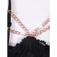 thumbnail image 5 of Womens Bralette Unlined Busiter See Through Balconette Teddy Bra Half Cup Lace Bra Sexy Chain Decor, 5 of 7