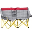 thumbnail image 1 of Outsunny Chaise de Camping Double Siège Causeuse Pliante avec Pochette de Rangement Rouge, 1 of 10