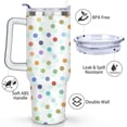 thumbnail image 3 of 40oz Colorful Dot Aesthetic Design Stainless Steel Flip Straw Tumbler Spill Proof Travel Cup Double Wall Vacuum Insulated Coffee Mug with Top Handle, 3 of 6