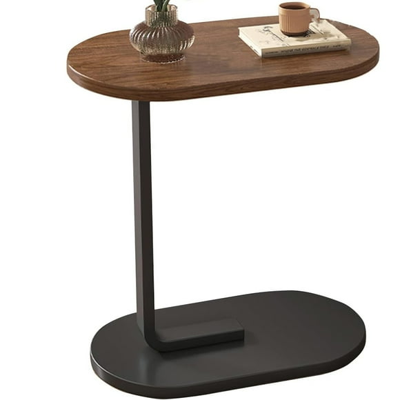 HueMaison Table d'Appoint en Forme de C Petite Table d'Appoint pour Canapé Table de Sofa, 11.8 Pouces L x 17. Pouces7 L x 24.5 Pouces H, Noyer
