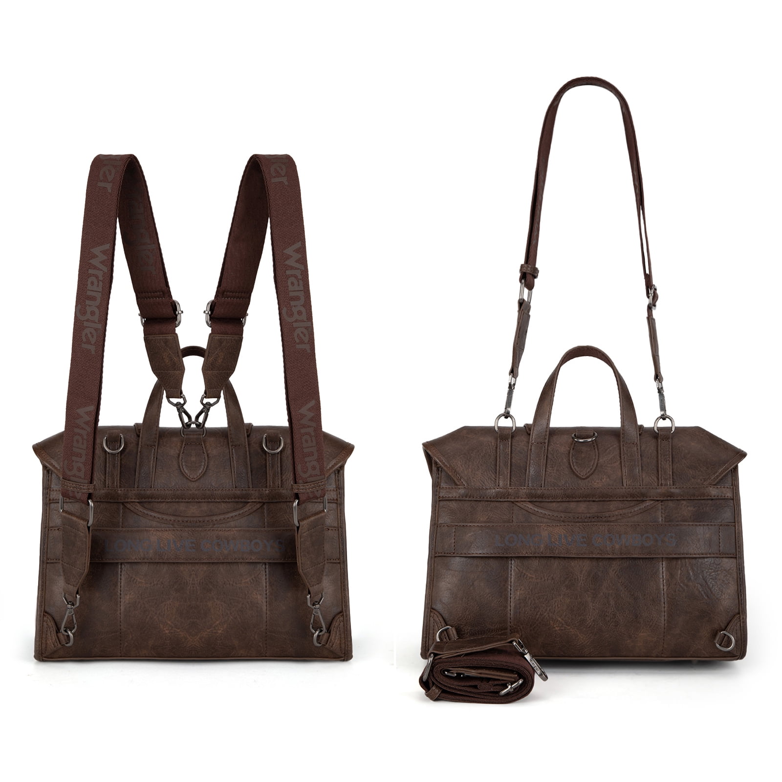 Wrangler Backpack Purse for Women Vegan Leather Fashion Anti Theft Convertible Backpack with Adjustable Strap, Coffee