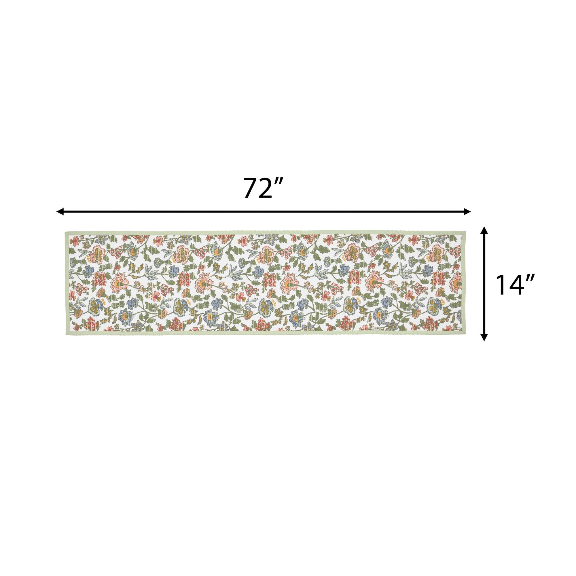 Chemin de table en tissu matelassé à imprimé floral « Beautiful Home » de Drew Barrymore, plusieurs exemplaires, 183 cm de large x 36 cm de long