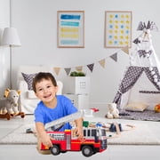 لعبة Playkidz 15 Fire Truck للأطفال مع أضواء وأصوات صفارات الإنذار ، مركبة الطوارئ الكلاسيكية باللونين الأحمر والأبيض ، سلم متحرك للعب التفاعلي ، متعة التعلم المبكر ، الأولاد أو الفتيات