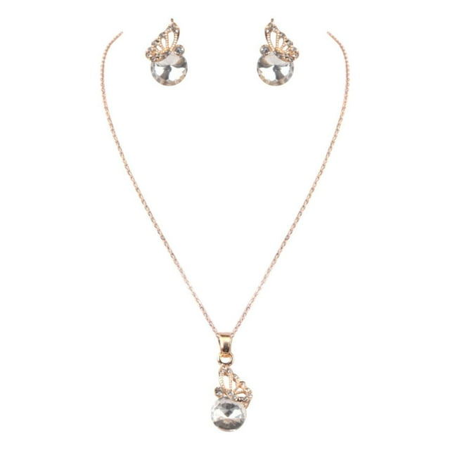 Fiudx Conjunto de Tres Piezas de Pendientes y Collar de Moda para Novia
