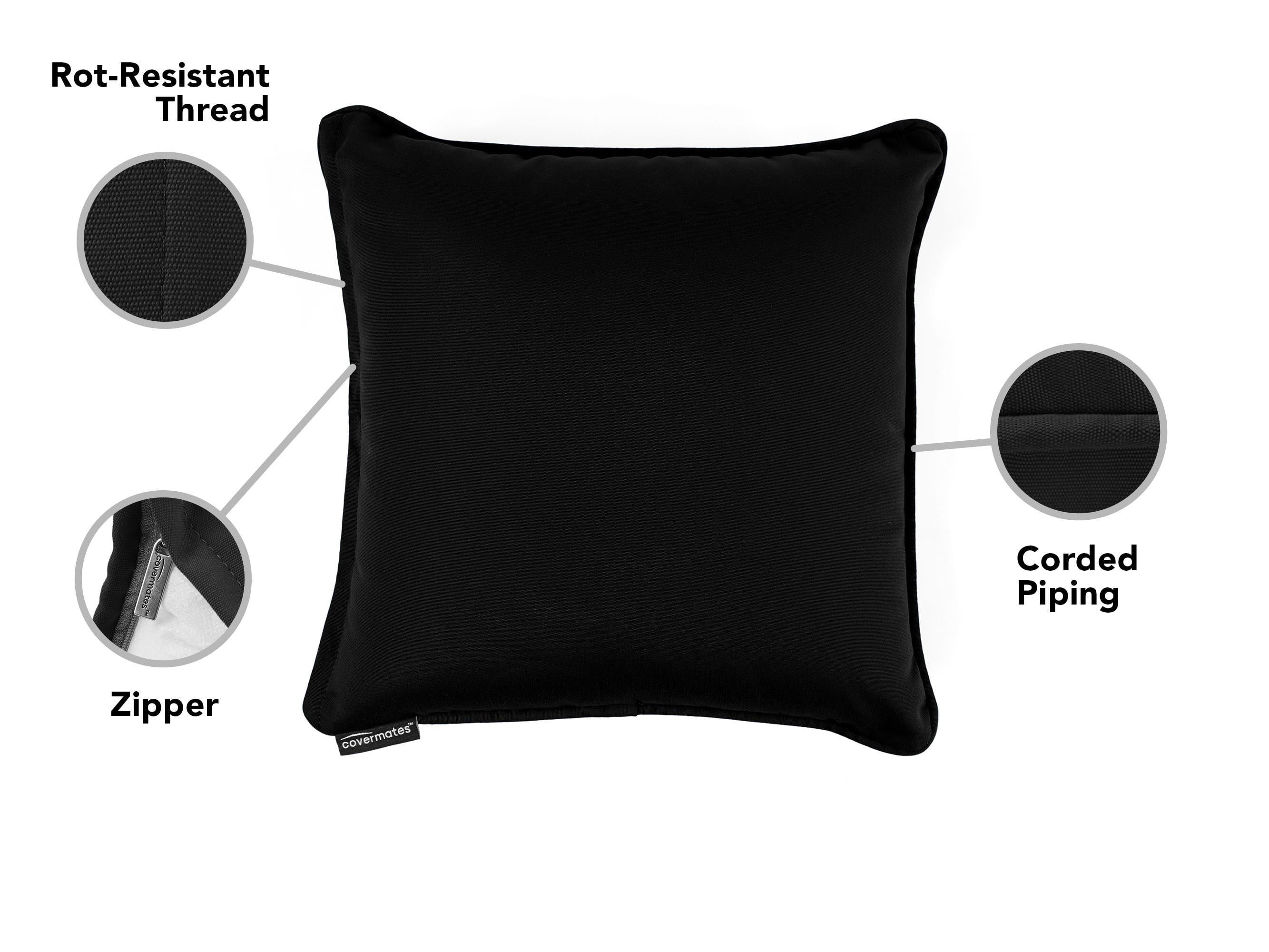 Covermates Throw Pillow - Weather Resistant, Full Side Zipper, LuxeGuard Collection, Ebony Stripe
