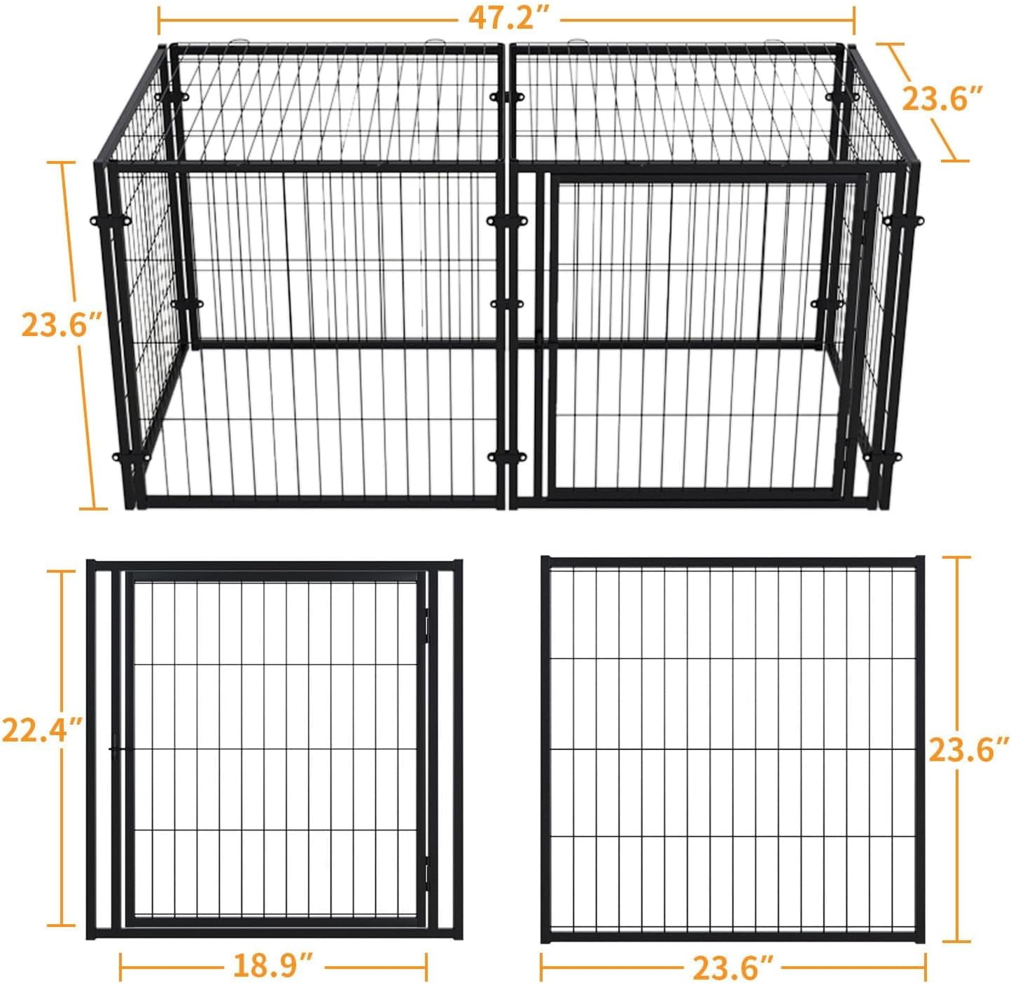 Acekid Heavy Duty Dog Crate 48 Inch&nbsp;- Indestructible Escape-Proof Metal Dog Kennel, Furniture Style Pet Cage for Large/Medium/Small Dogs, Three-Sided Design, Indoor & Outdoor Use