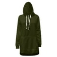 thumbnail image 4 of Gyexs Hoodie Dress for Women Casual Long Sleeve Loose Fit Half Zip Pullover Pocket Winter Clothes Hiking Warm Sports Sweatshirt, Army Green, Size XXXL, 4 of 6