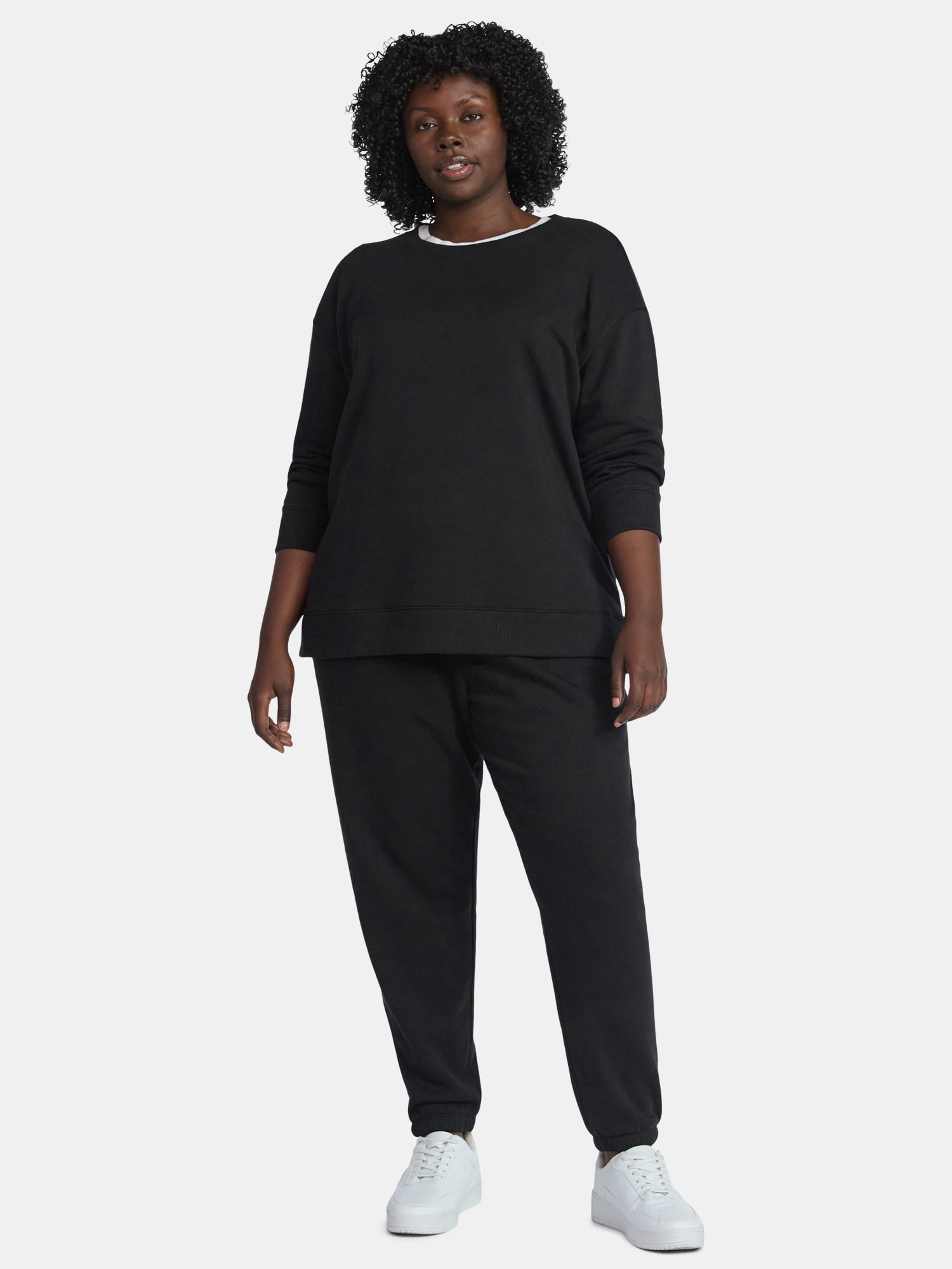 (2 pack) Terra & Sky Women's Plus Size Fleece Sweatshirt, Size 0X-5X